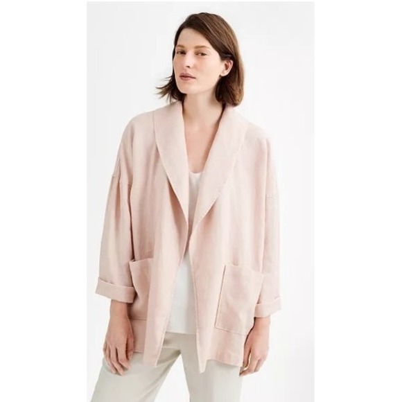 Eileen Fisher Jackets & Blazers - EILEEN FISHER 100% Linen Kimono Jacket Cardigan Pink Lagenlook Layer Women's L